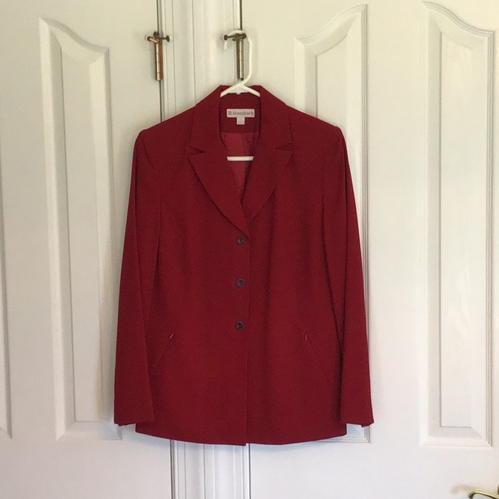 Deep red blazer, fitted, size 4